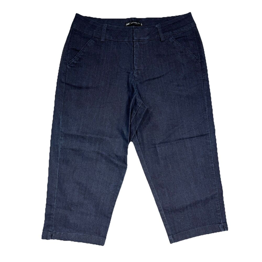 Lee Natural Fit Capri Jeans Womens Petite 10P Dark Blue Stretch Measures 31x19.5